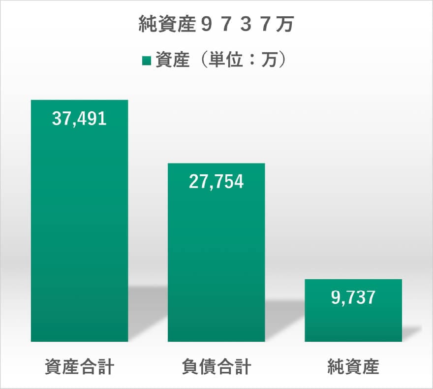 純資産9,737万円の内訳を示すグラフ